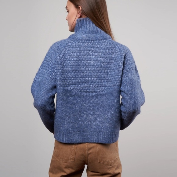 The GREAT - Shrunken Hearth Cardigan - Salt Water Blue - Picture 2 of 15